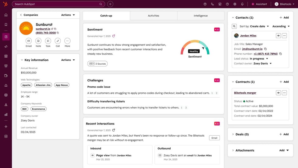 HubSpot CRM Interface