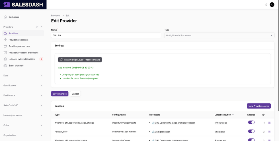 Salesdash CRM Interface
