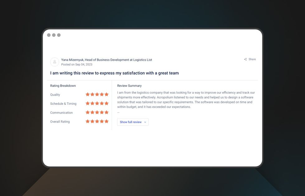 Top web development company in the Czech Republic client reviews on Goodfirms