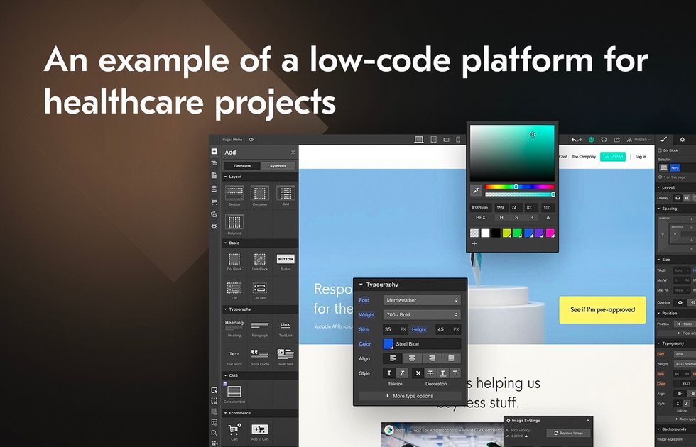 Create healthcare app using reusable building blocks in low-code platforms