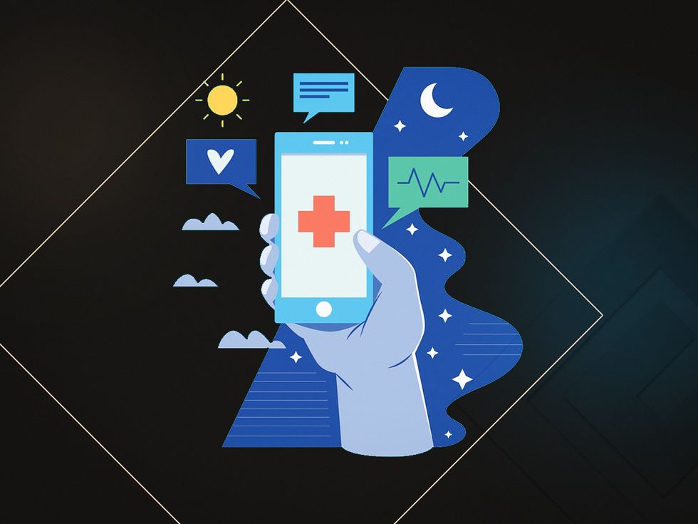 mobile Health app development illustration.