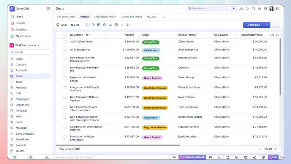 Zoho CRM Interface: Interface Example and Overview Zoho CRM Interface Example