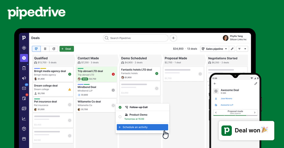 Pipedrive CRM Interface: Interface Example and Overview Pipedrive CRM Interface Example