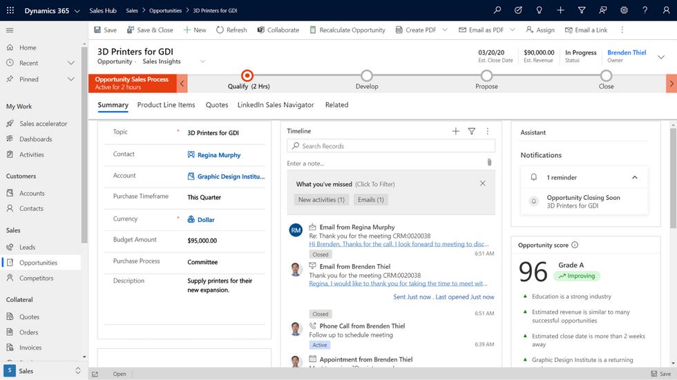 Microsoft Dynamics 365 Sales Interface: Interface Example and Overview Microsoft Dynamics 365 Sales Interface