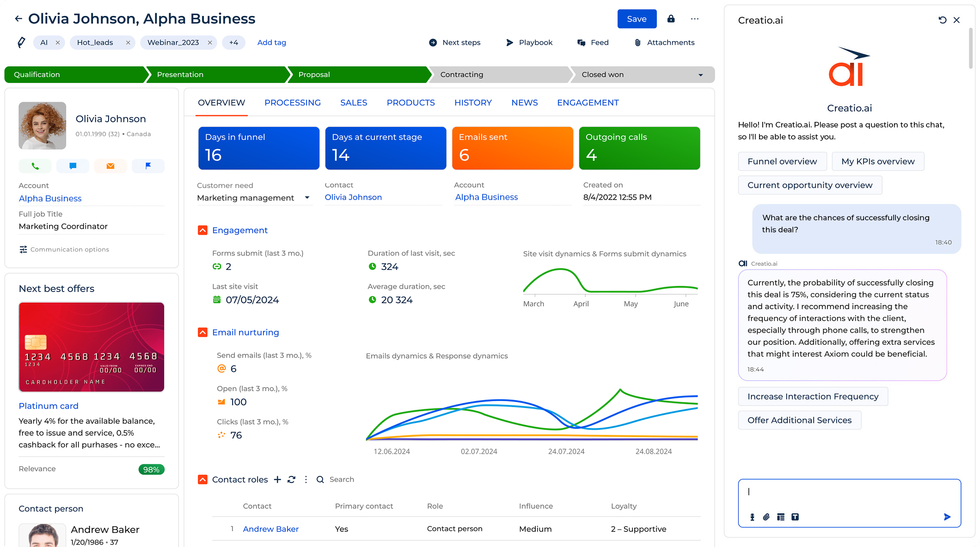 Creatio CRM Interface: Interface Example and Overview Creatio CRM Interface