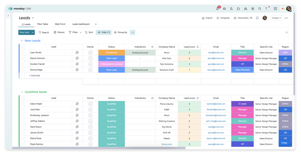 Monday CRM Interface: Interface Example and Overview Monday CRM Interface