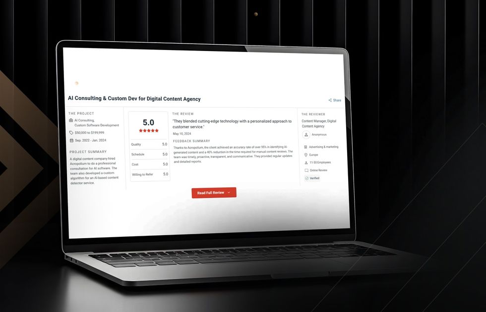 Acropolium named a top big data analytics company in Czech Republic