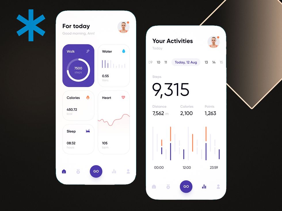 An example of a custom dashboard designed for a medical app.