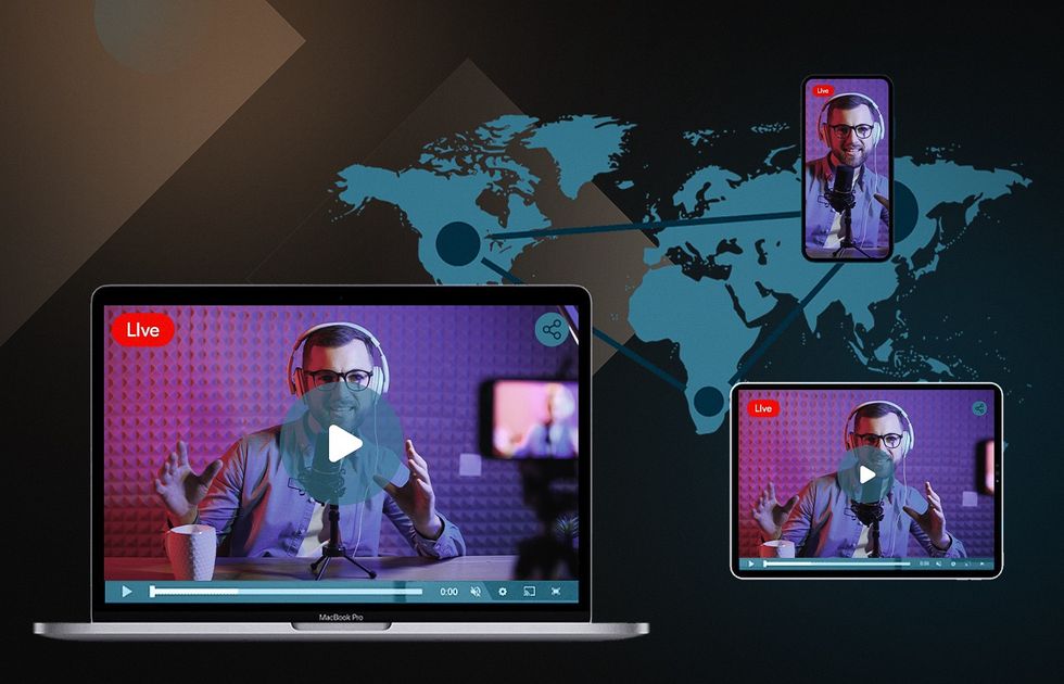 SaaS-based video streaming application allows users to host and broadcast events worldwide with optimized streaming latency reduced by 95% and end-to-end latency of two seconds or less. An example of SaaS application development solutions